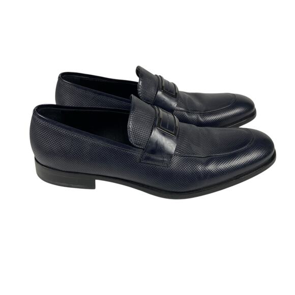 Alessandro dell Acqua Mens Dress Shoes Dark Navy Color Leather  Size 44 1/2 - Picture 2 of 12